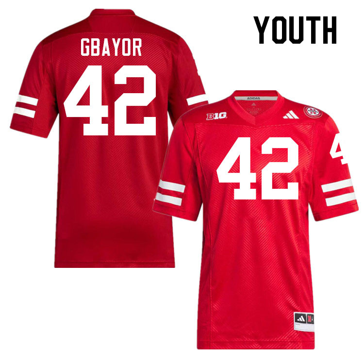 Youth #42 Mikai Gbayor Nebraska Cornhuskers College Football Jerseys Stitched Sale-Scarlet